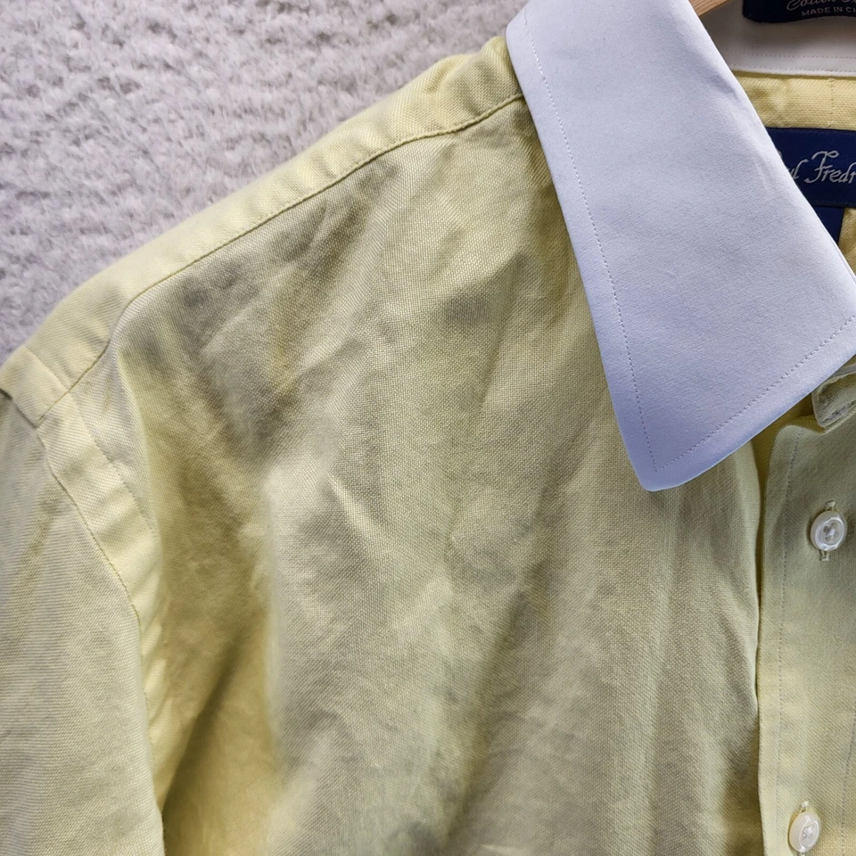 Camisa de Vestir Oxford Paul Frederick Años 80 Dos Capas Algodón Pinpoint XL 16.5 37 Amarilla Foto 3 de 4
