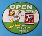 Vintage 7 Up Soda Sign - Advertisement Rooster Porcelain Gas Station Sign