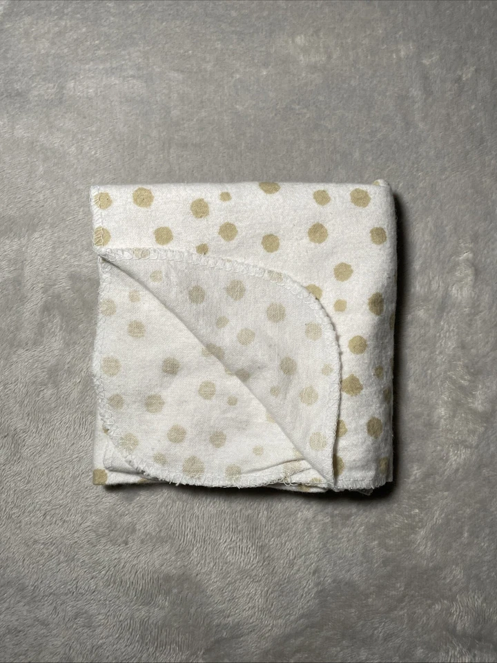 Manta de recepción de bebé Luvable Friends blanca tostada lunares círculos dorados franela Foto 2 de 4