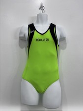 GK Elite Gymnastics Leotard Adult Small Neon Green Black Mens DryTech