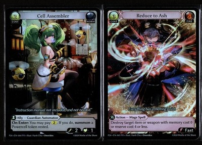 GRAND ARCHIVE REDUCE TO ASH FOIL MRC GOLD RANK SEASON REWARD PROMO SET OF 2 NM