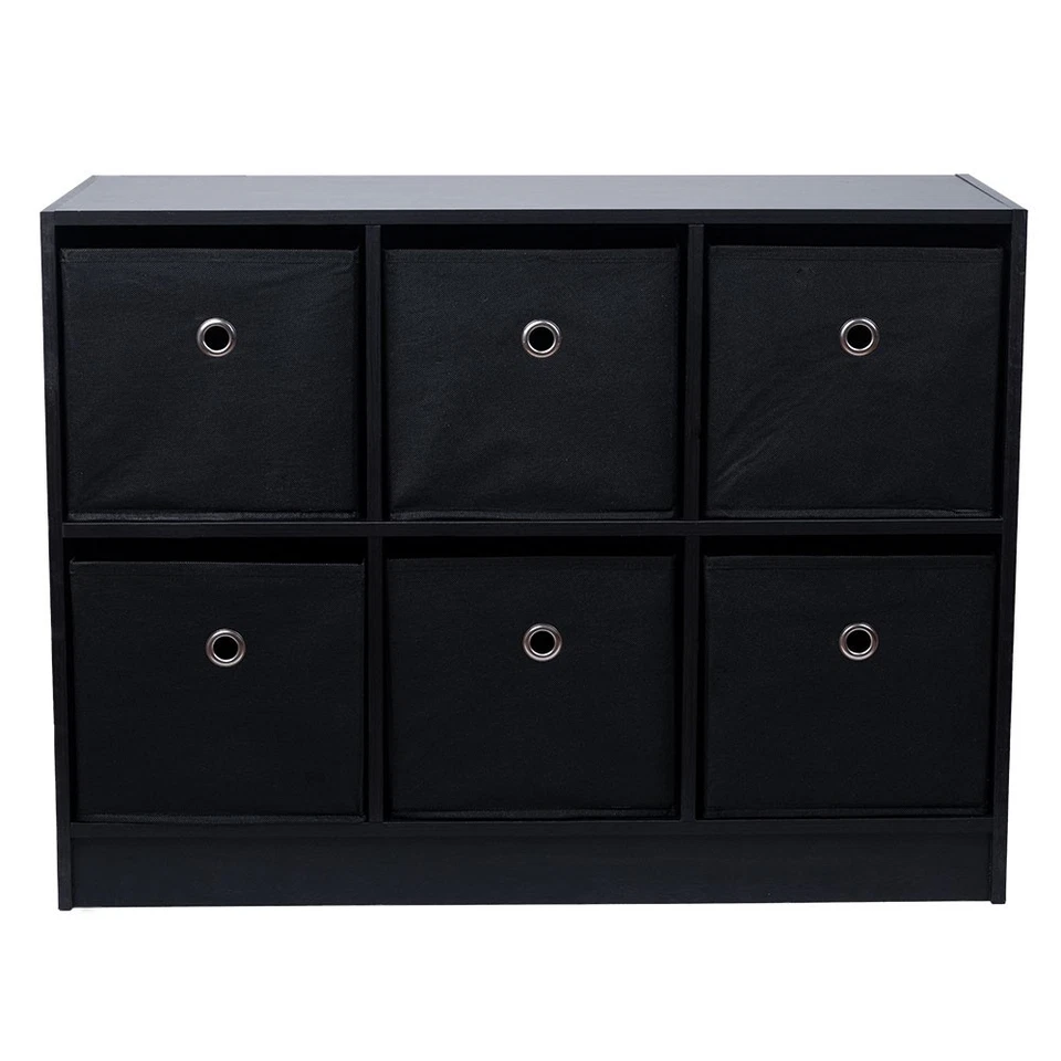 Jeu Rayonnage Sur Pied Réglable Chambre Enfant Noir Gris 6 Boîtes - Photo 2/4