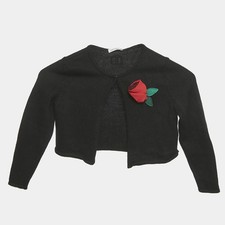 Dolce Gabbana Kids Black Rose Applique Knit Cardigan 4 Yrs