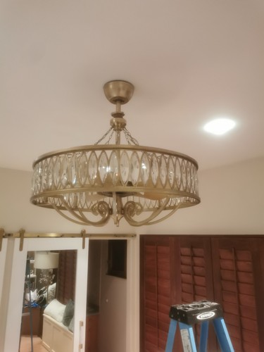 John Richard Marquise Crystal Eight-Light Pendant With Fan