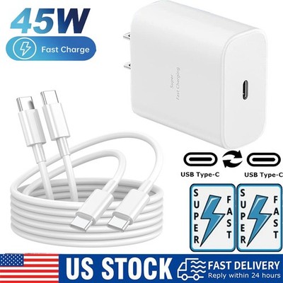 45W Super Fast Wall Charger USB Type C Cable For iPhone Samsung Google Motorola