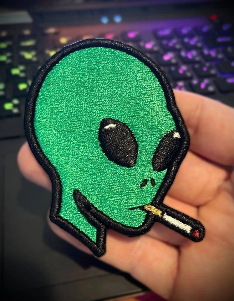 Moohaha Badass Alien 3D Embroidered Patches Sew-On Iron-On Fun Edgy Cool UFO - Image 2 of 4