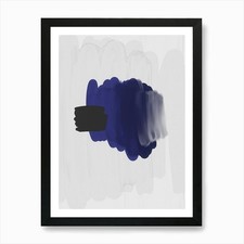 Navy Blue Abstract Painting Art Pri Framed Wall Art Poster Canvas Print Picture