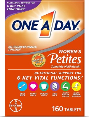One A Day Women s Petites Multivitamin,Supplement with Vitamin A, C, D, E and B