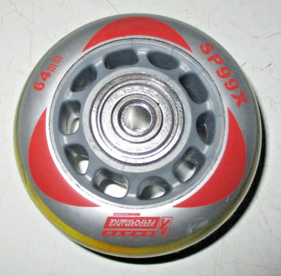 1 Rolle ROLLERBLADE Inliner Inlineskates Wheel 64 mm PS99X mit Kugellager Spacer