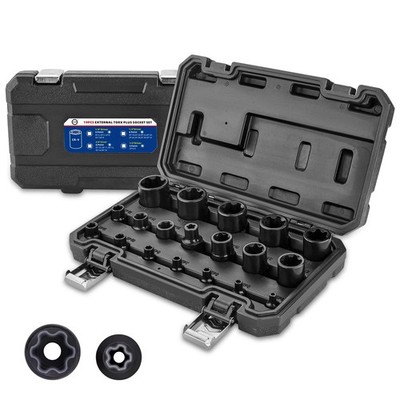 AKM 19PC External Torx Plus Socket Set,6 point E-Torx Star Torque Socket Set,...