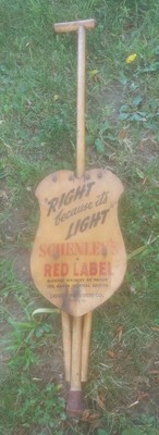 1930's SCHENLEY'S Whiskey RED LABEL WHISKEY ADV WOOD CANE SEAT
