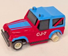 TYCO Slot Car Jeep CJ-7 Blue  Red HO Scale Nice condition