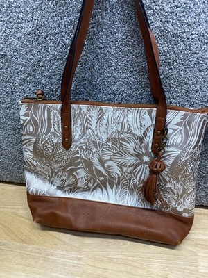 The SAK Collection Arriba Floral Brown And Bronze Tropical Tote Double Strap
