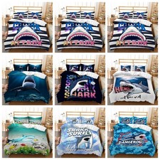 Great White Shark Sea Grass Cool Surf Dangerous Doona Duvet Quilt Cover Bed Set