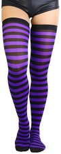 Womens Nylon Horizontal Striped Thigh Highs, Stockings, Tights, Costume