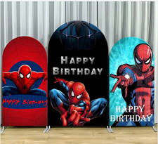 Arch Backdrop Cover Spiderman Happy Birthday Background Photo Party Decor