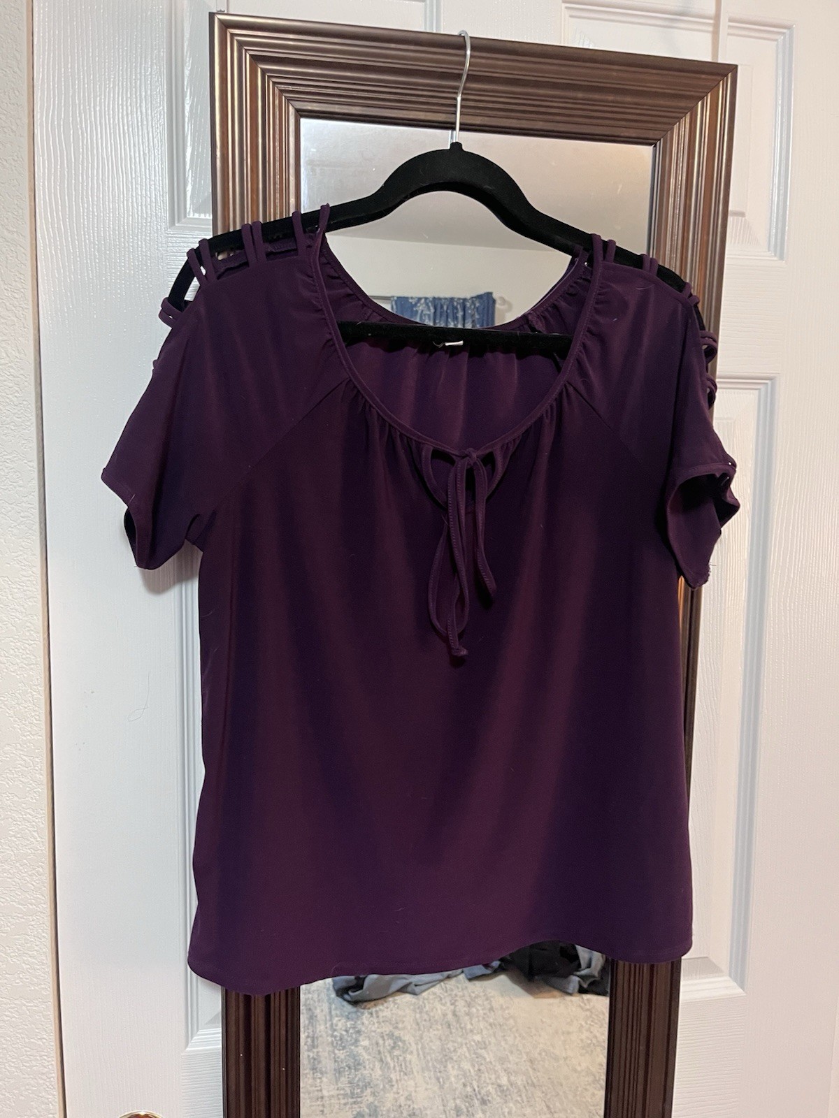 Perseption Concept Purple cold shoulder blouse - image 1