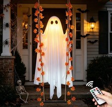 Hanging Swinging Ghost Halloween Decor - Outdoor Halloween Decorations with Ghos