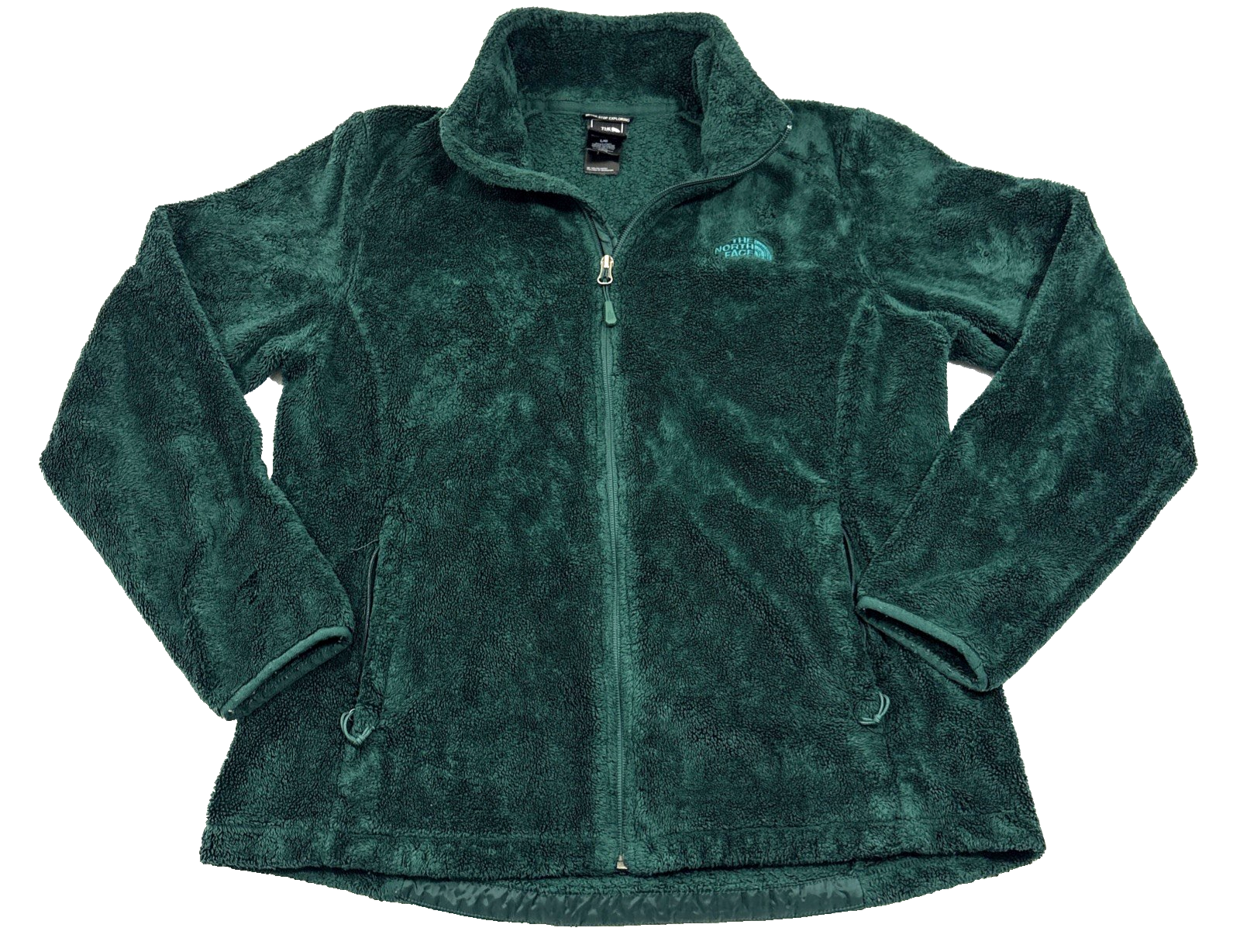 The North Face Osito Fuzzy Fleece Jacket Womens L Green Full Zip Cozy EUC