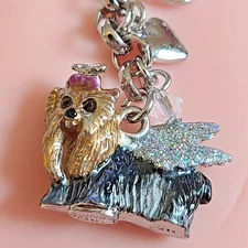 Infinite Love Yorkie Charm (SILVERTONE) DOG CHARM WITH WINGS LOBSTER CLAW HOOK
