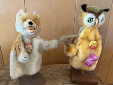 Steiff Wittie Owl and Fox Hand Puppets Vintage 1960s