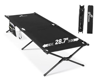 Camping Cot: 78.3''x28.7''x14.6'' Comfort Cot Bed for Camping Traveling Black