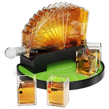 Kollea Blackjack Whiskey Decanter Set, 37.2 Oz Casino Style Decanter with 4 G...