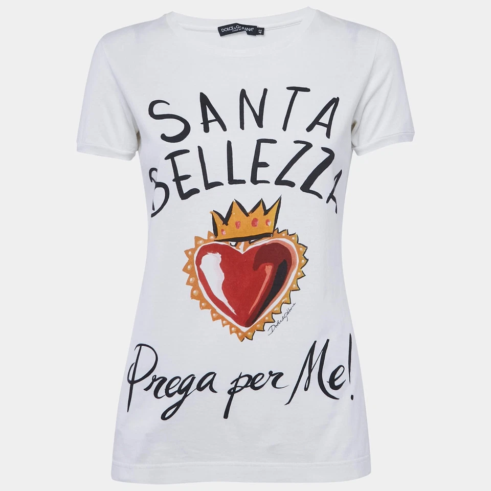 Camiseta Jersey Dolce Gabbana Blanca Estampado Santa Belleza M