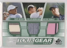 2021 SP GAME USED GOLF TOUR GEAR TRIOS SHIRT RELIC TIGER WOODS THOMAS MORIKAWA 
