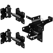 Heavy Duty -Closing Gate Hinge and -Locking Latch Hardware Kit, Stainless Ste...