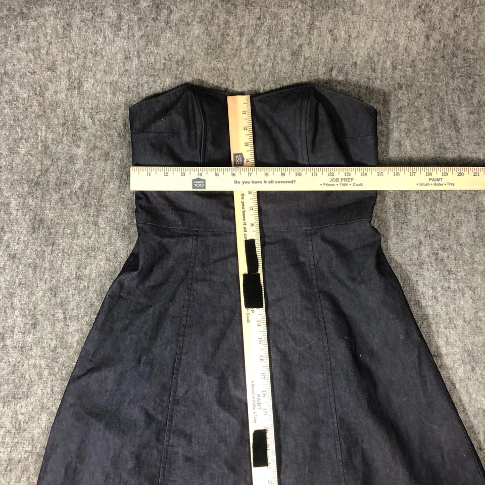 Vtg Isaac Mizrahi Dress Womens Size 8 Blue strapless denim-look A line - Image 3 of 4
