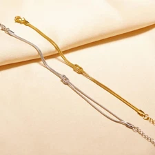 18K Gold Love Knot Bracelet, Infinity Bracelet, Bridesmaid Gift, Couple Bracelet