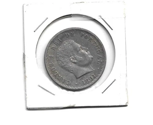 Portugal 1891 - 500 Reis Silver Coin Mbc