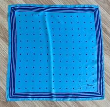 Vintage Paoli Square Scarf  Blue Polka Dot Acetate 23” Square