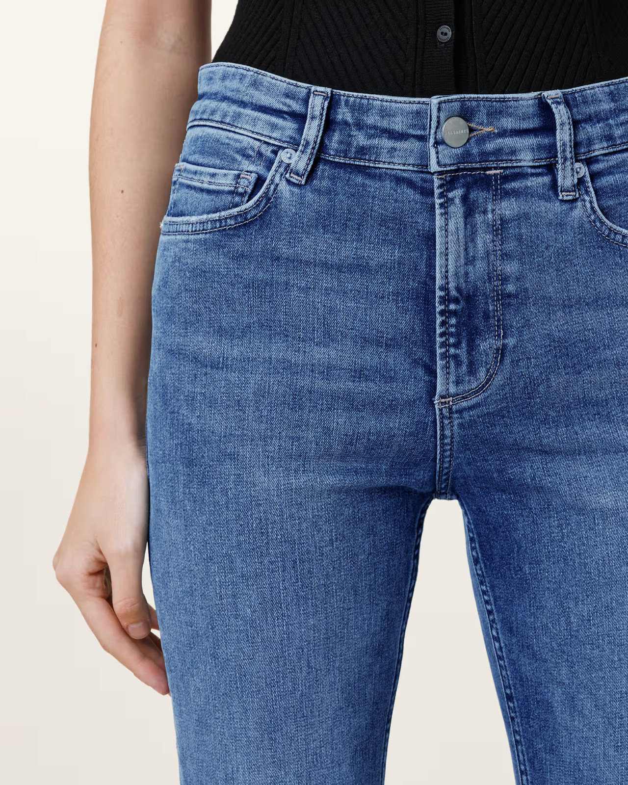 All Saints Haldan Slim Bootcut Jeans - Mid Indigo - RRP £129 image 3