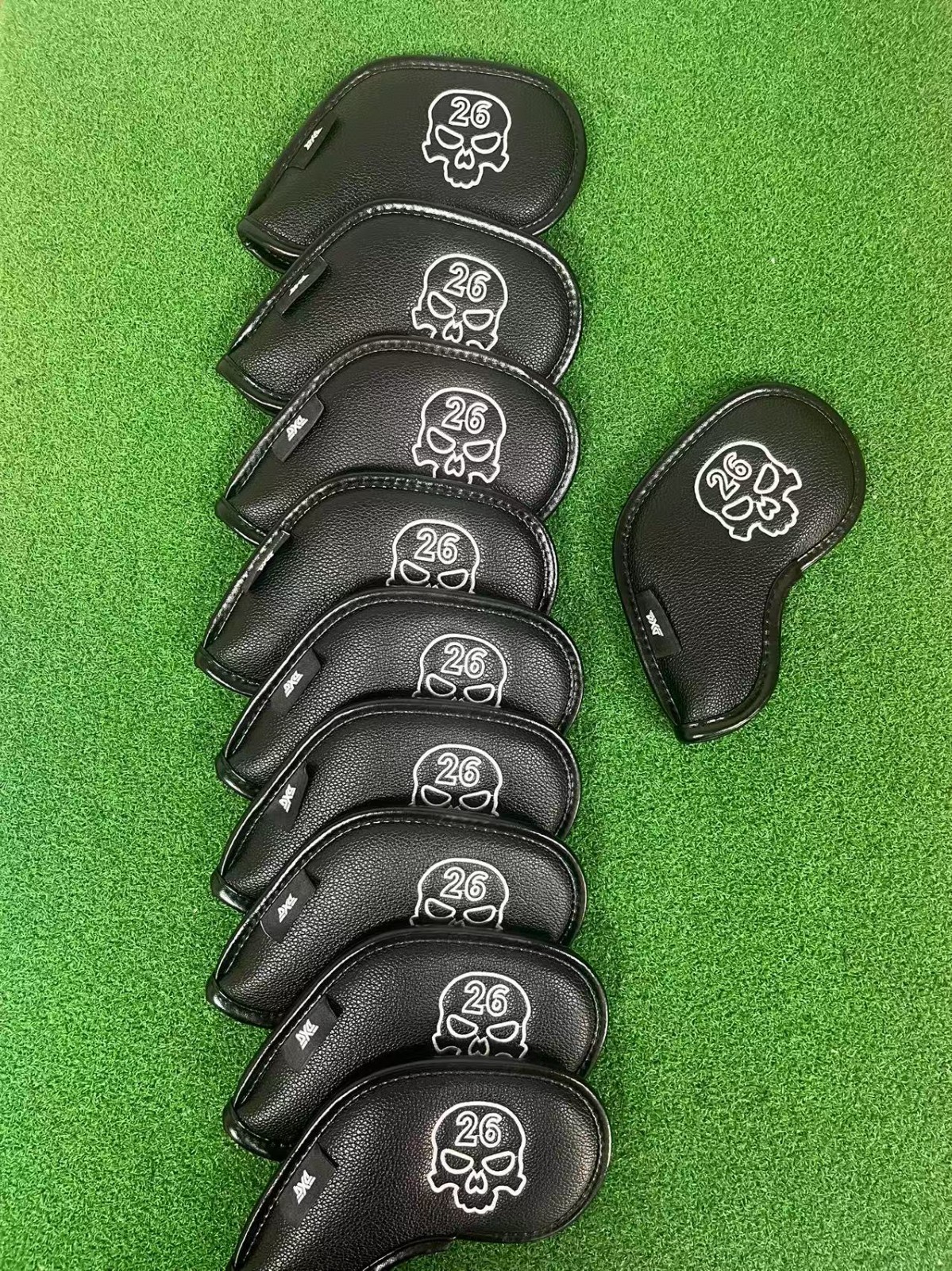 10Pcs PXG 3-9+WSG Golf Iron Head Covers Double-Embroidery Leather Magnetic