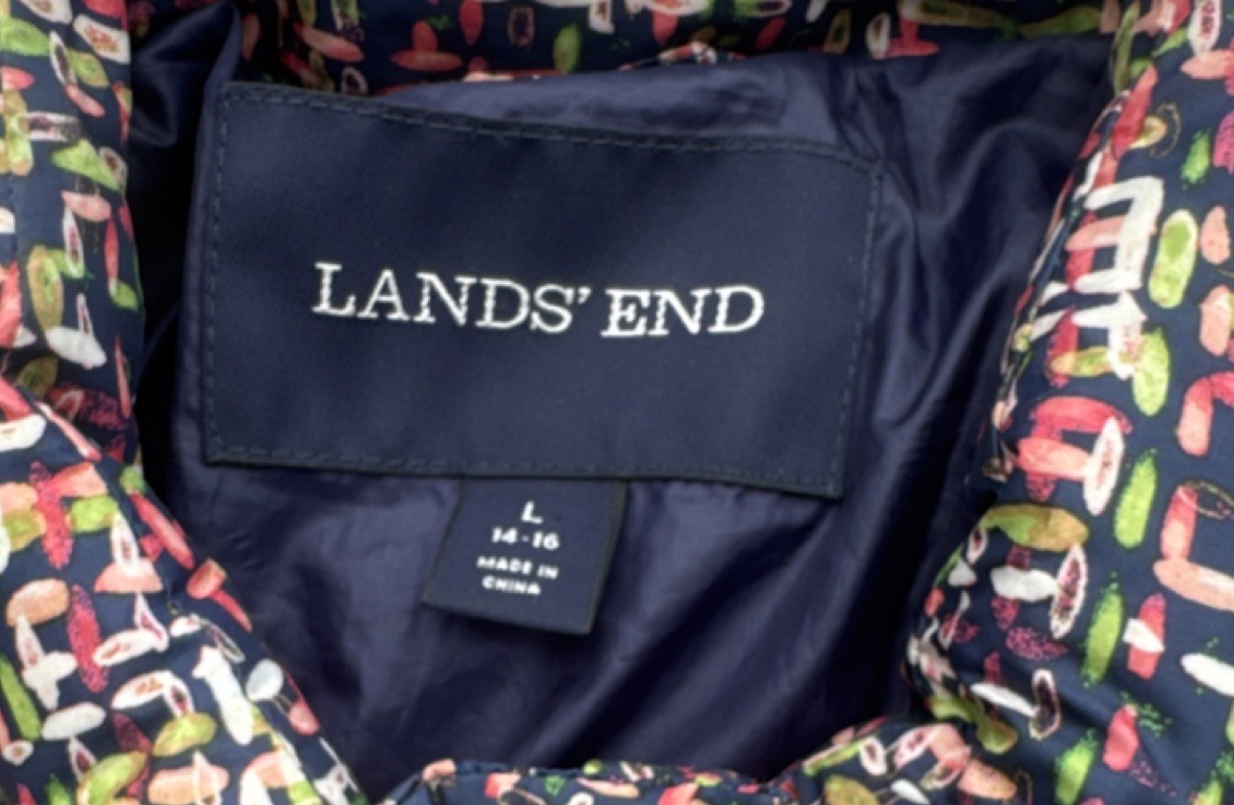 Lands' End Quilted Down Patterned Jacket Snap Zip… - image 4
