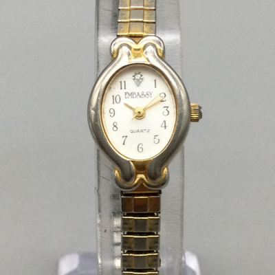 Embassy Watch Women 17mm Gold Tone Oval Dial Stretch Band  display picture 1
