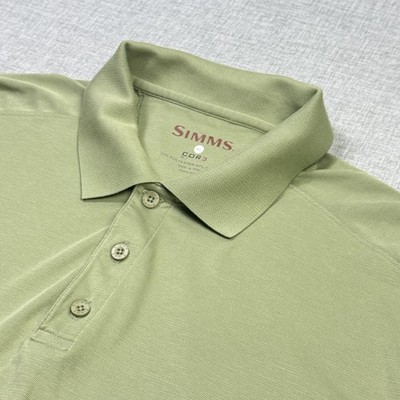Simms CORE3 Polo Shirt Mens XL Green Short Sleeve Fishing Polyester Cotton