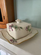 Vintage Royal Winton Grimwades Scottish Thistle Covered Butter Dish