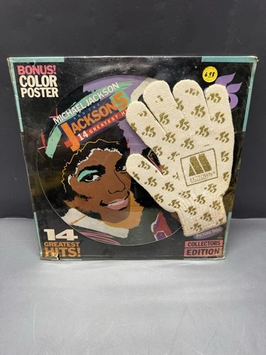 MICHAEL JACKSON &THE JACKSON 5 LP PICTURE DISC w/14 GREATEST HITS+GLOVE & POSTER
