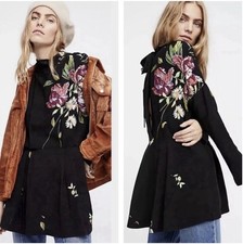 Free People Gemma Black Floral Mini Dress Size Medium