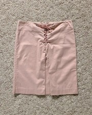 Vtg GUCCI Lace-up Knee Length Dusty Pink Pencil Skirt Women Size IT40/US4  EUC