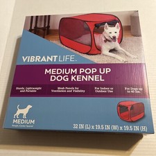 NEW Vibrant Life Soft-Sided 32 Pop Up Mesh Pet Kennel for Dogs Medium Up to 40lb
