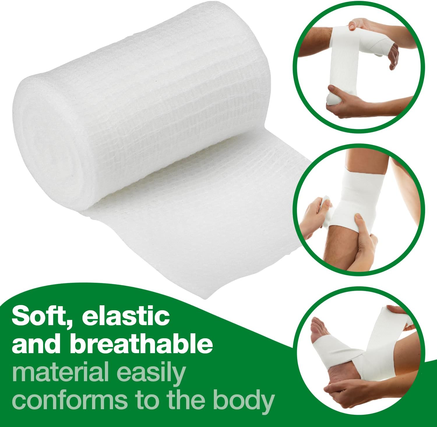 Safety First Aid Group,White HypaBand Conforming Bandages, Assorted