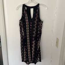 MM MM MM Dress Small Geometric Pattern Tasseled Neck Ties Sleeveless VGUC