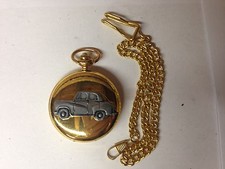 Austin A30 4 Door ref6 Pewter Effect Car on a polished Gold Case Pocket Watch