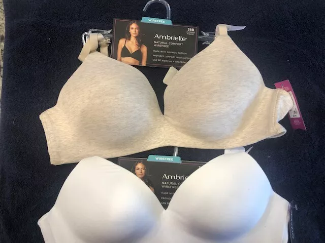 Ambrielle Natural Comfort Wirefree T-Shirt Bras Oatmeal/White