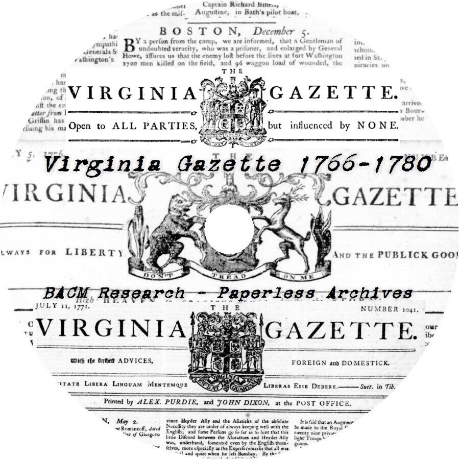 American Revolution Newspapers: Virginia Gazette 1766 to 1780