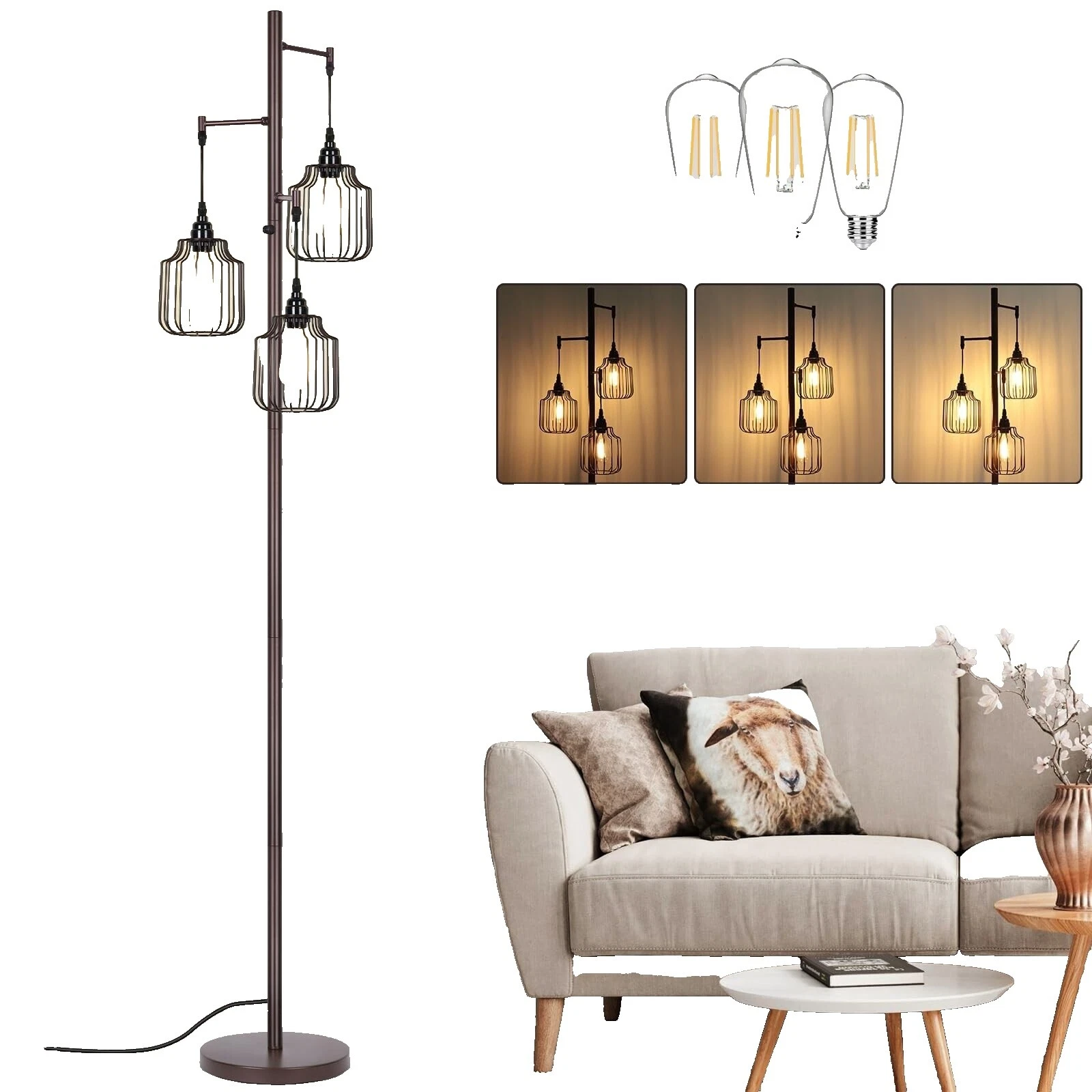 Коричневые промышленные напольные лампы
